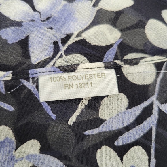 Sheer Chiffon Rectangle Scarf Navy Blue Floral - Picture 6 of 6